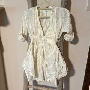 100% cotton white/beige button down blouse